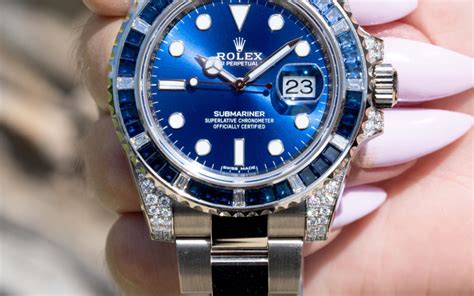 rolex rainbow sapphire|rolex submariner sapphire and diamond.